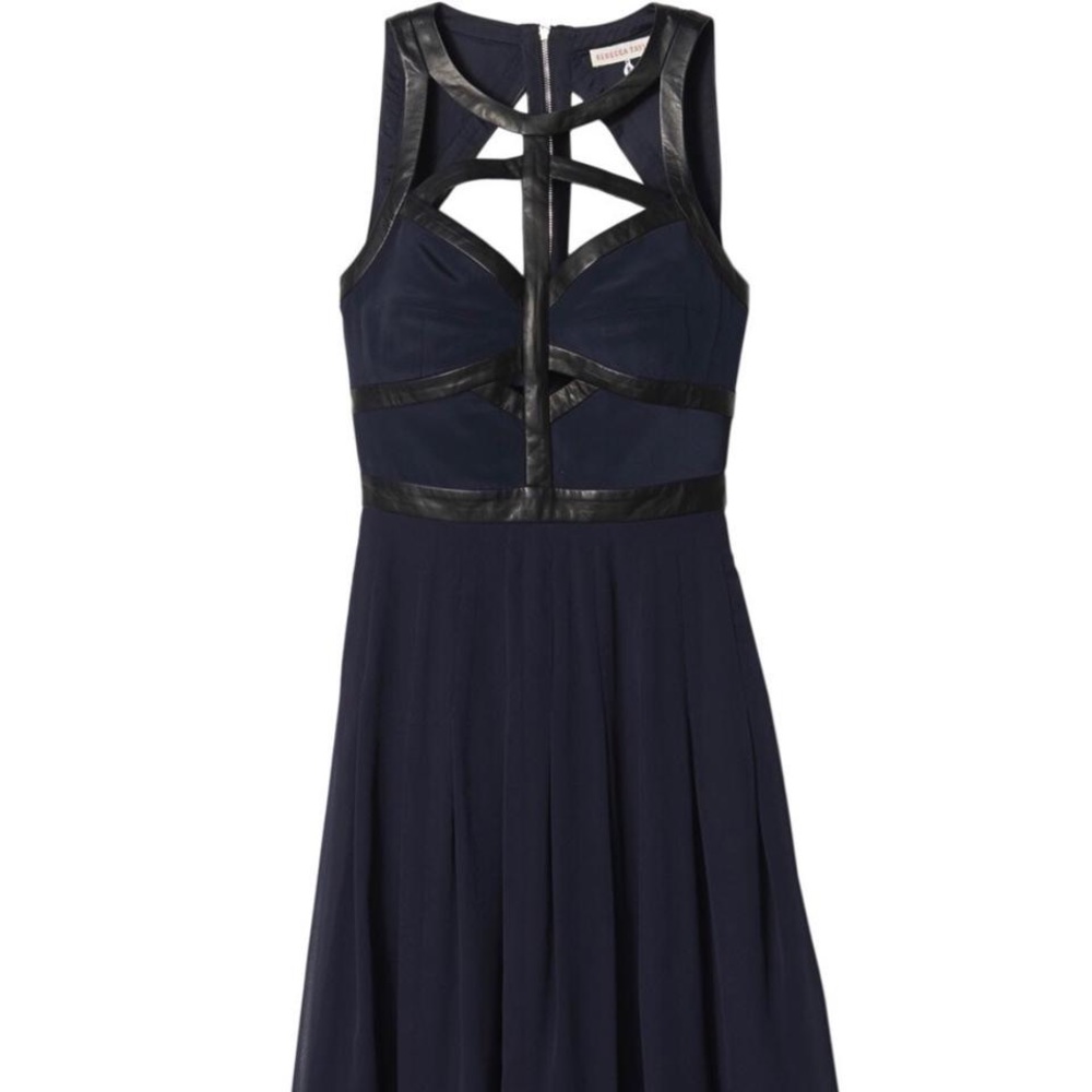 Rebecca Taylor Caged Leather and silk Gown